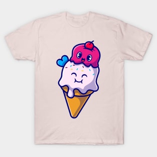 Happy Ice Cream Cone Cartoon T-Shirt